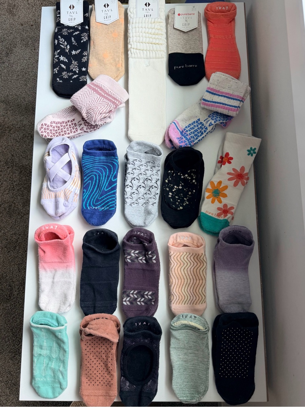 Assorted Women’s No-Show, Crew, and Long Socks - Tavi Noir Grip